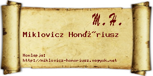 Miklovicz Honóriusz névjegykártya